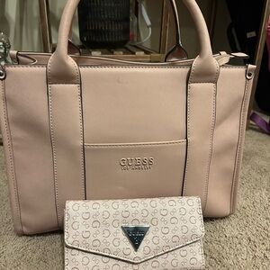 Guess Blush Pink Tote Bag with Wallet